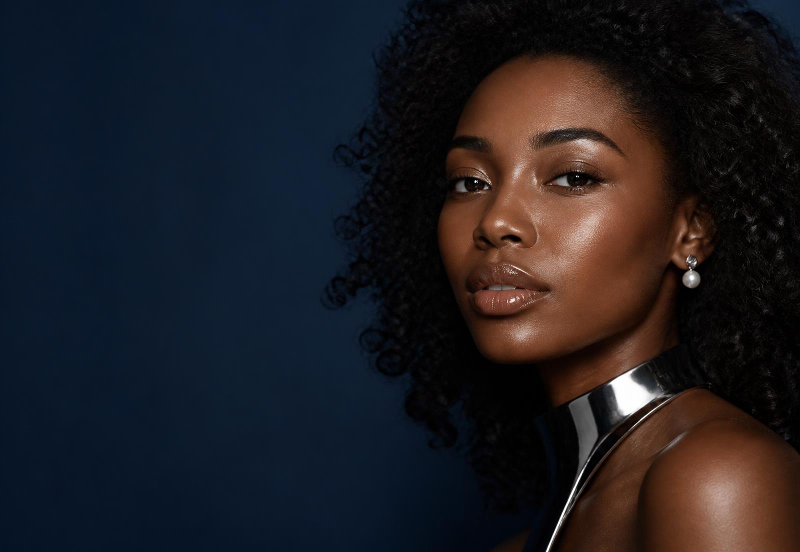 Editorial beauty portrait — luxury hair and skin services at Jupiter Beauty Studio
